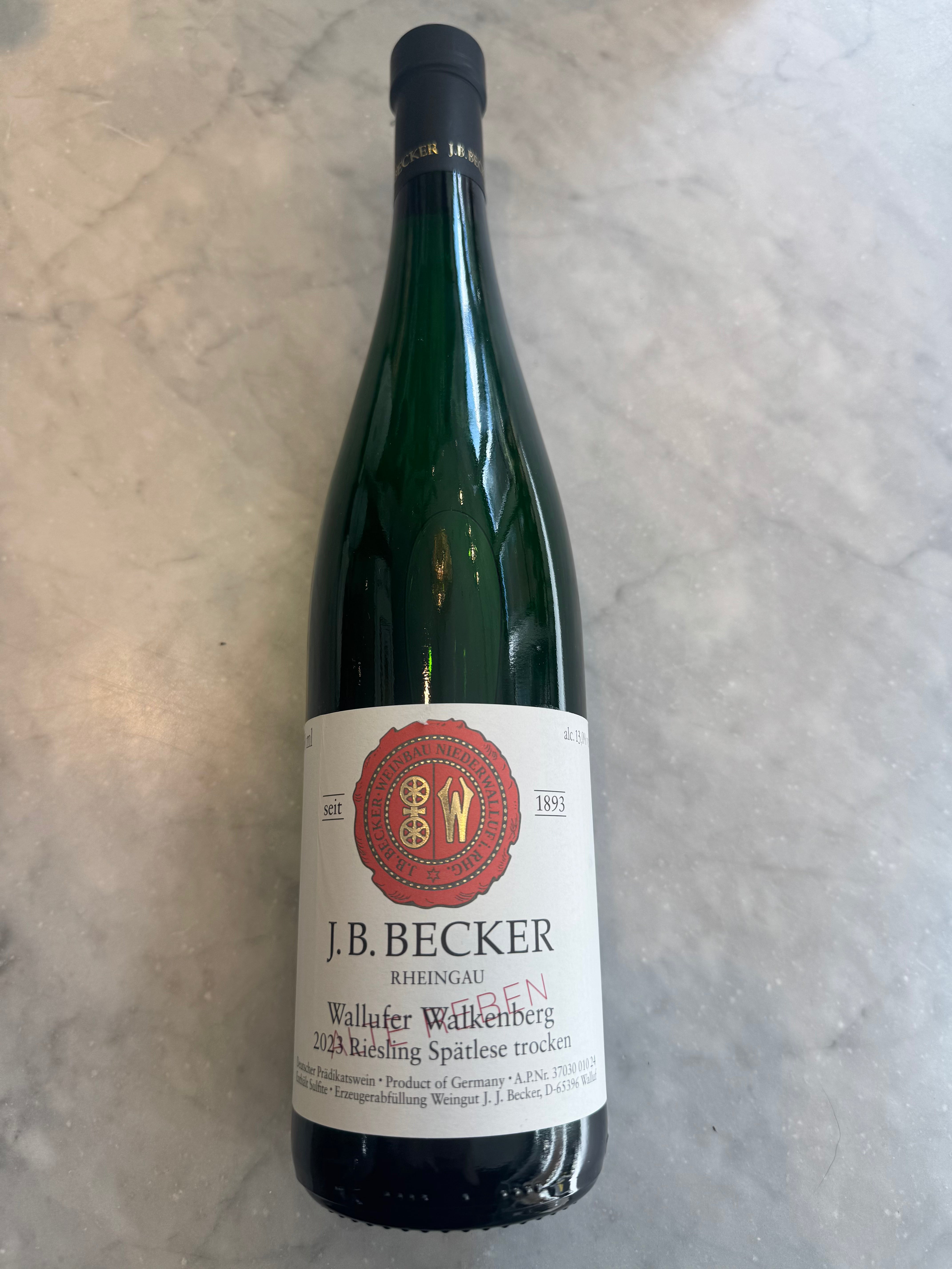 J.B. Becker - Riesling Walkenberg Spätlese Trocken Alte Reben 2022 (12% ABV) 750ml