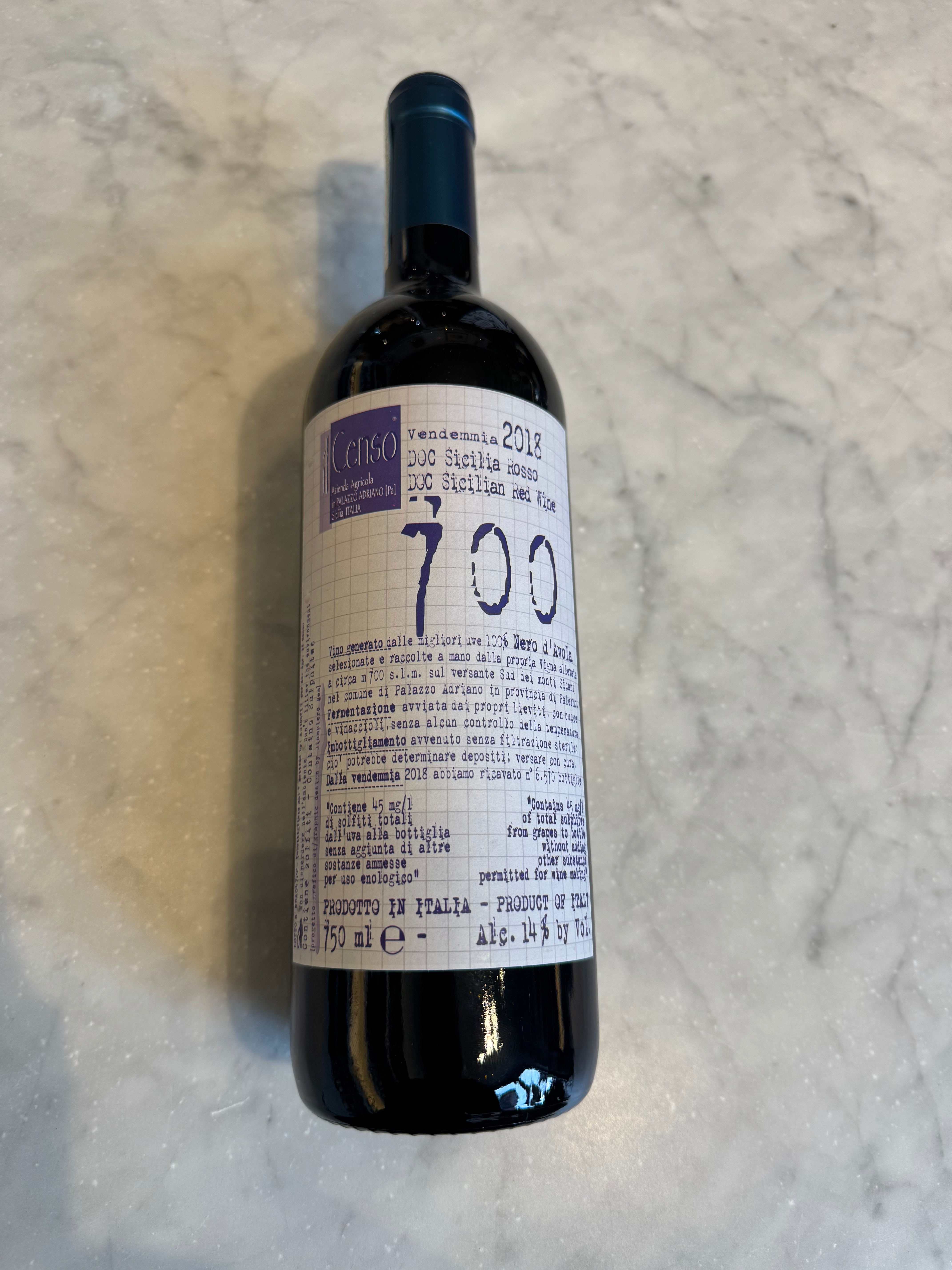 Il Censo - 700 Nero d'Avola Terre Siciliane Rosso 750ml